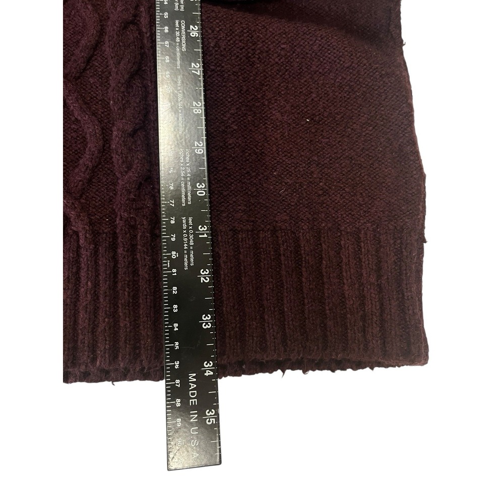 Abercrombie & Fitch Sz M Sweater Dress Cable Knit Maroon V Neck LS Fall‎ - Picture 7 of 12